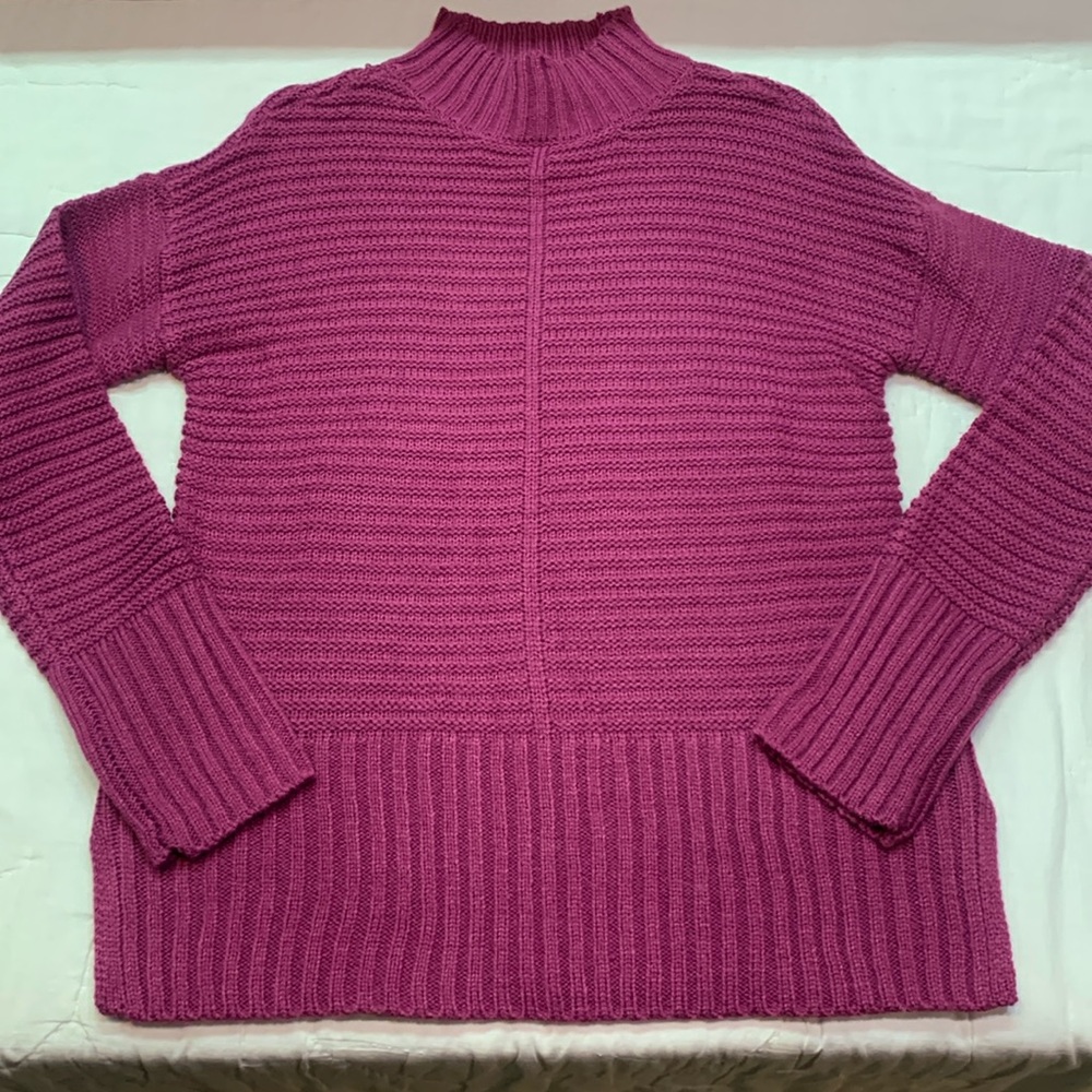 Apt 9 NWT Cabincore Magenta Pink Mock Neck Ribbed Chunky Winter Sweater XS